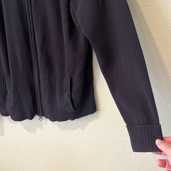 Covington black zip up sweater ribbed on bottom size XL (18) long sleeve cotton - Picture 5 of 14